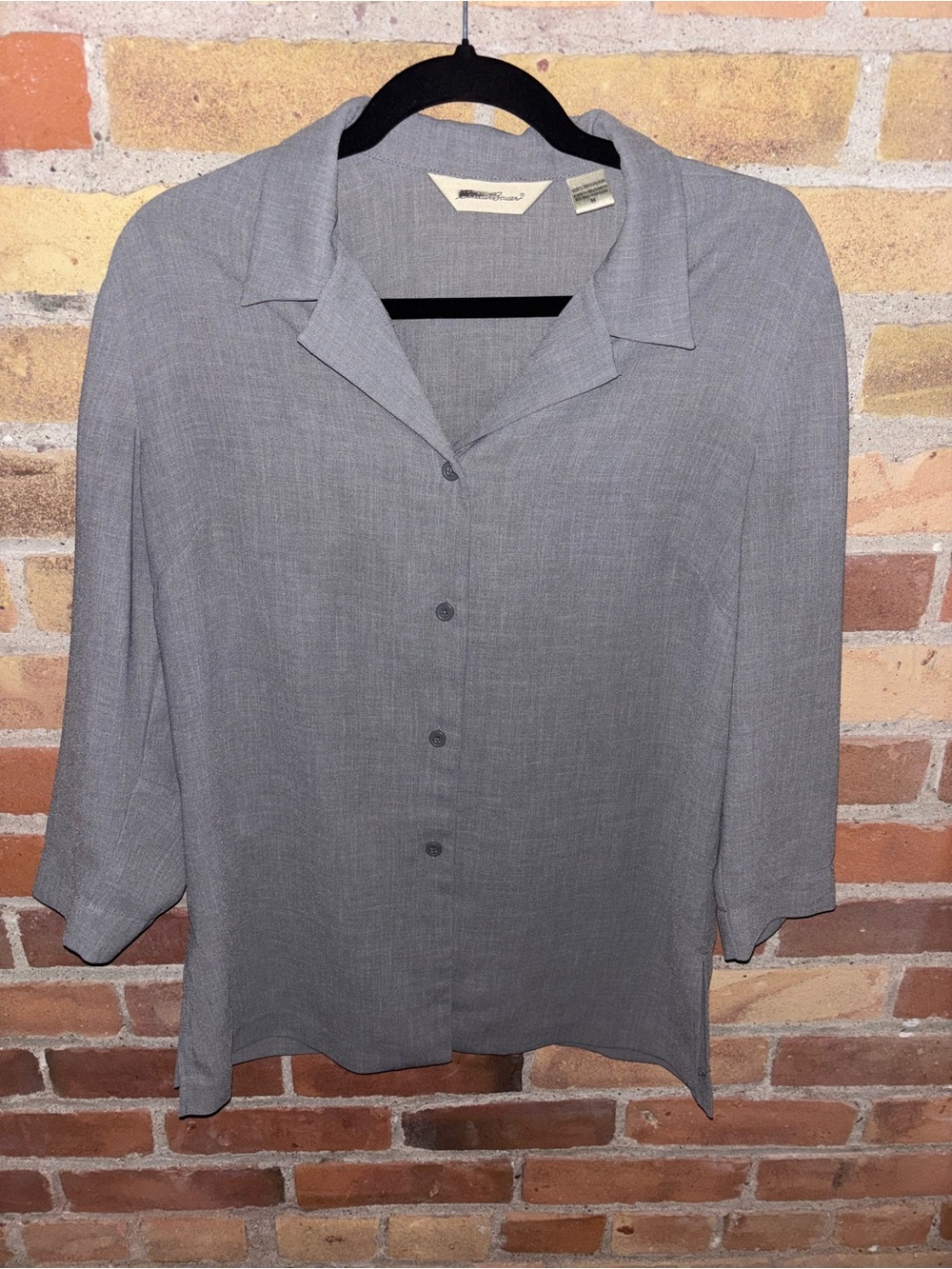 Eddie Bauer Women’s Casual Half Sleeve Button-Up Shirt in Gray